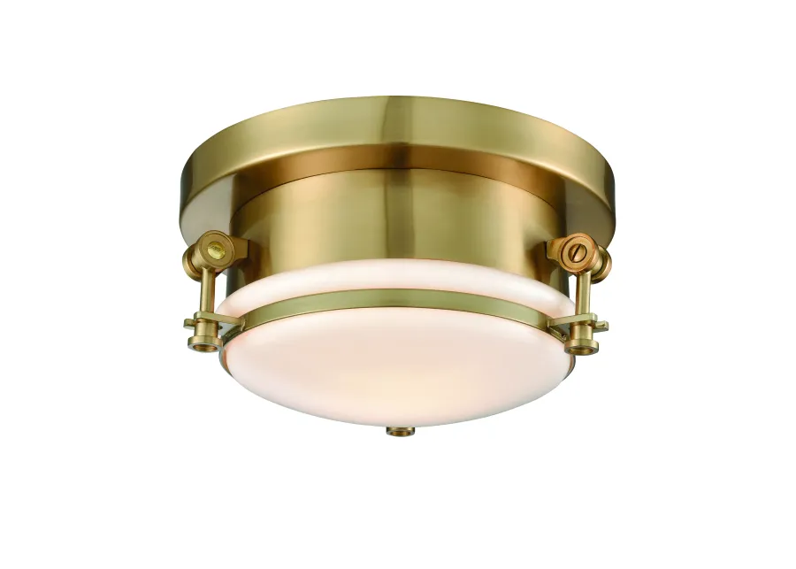 Riley 10" Wide 1-Light Flush Mount - Satin Brass