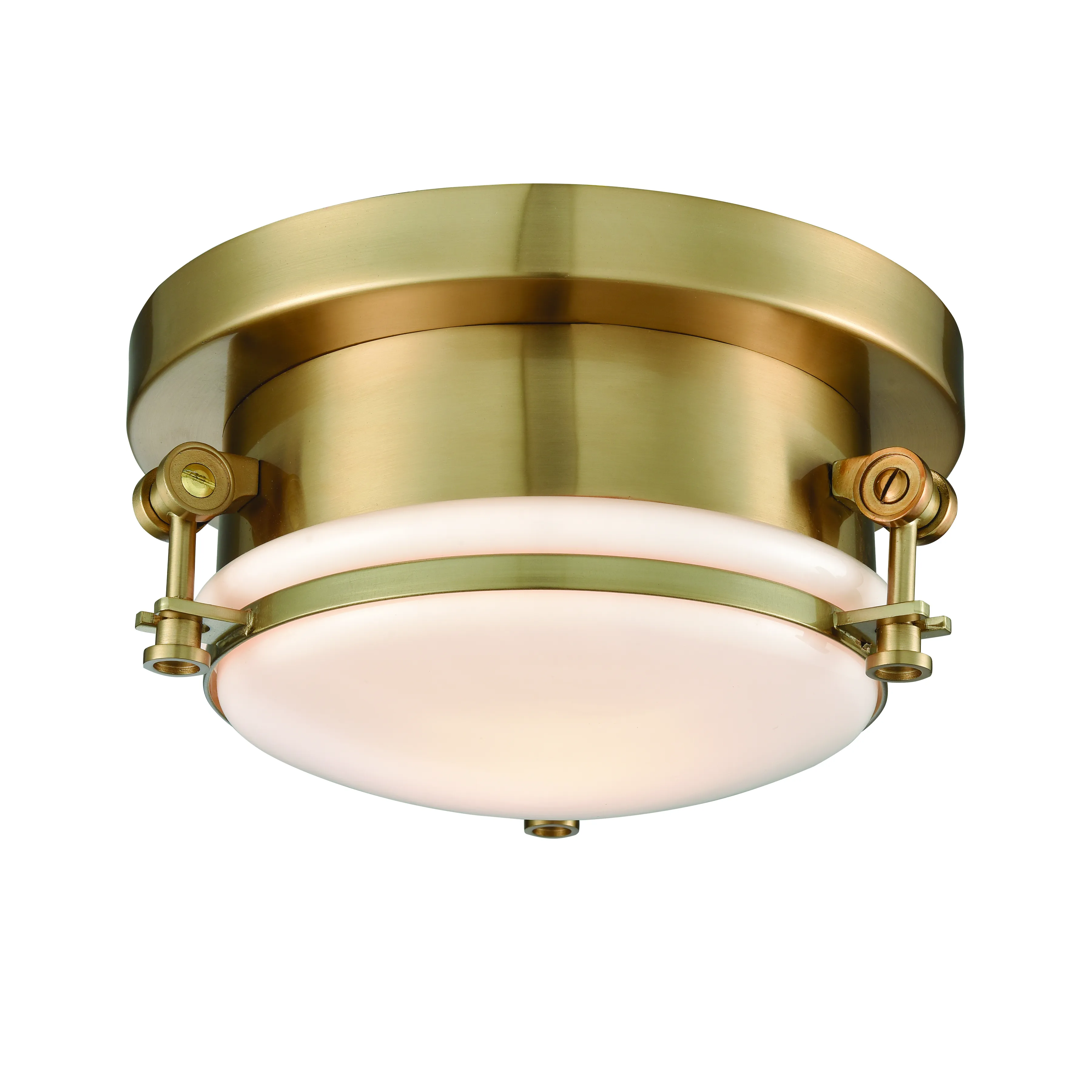 Riley 10" Wide 1-Light Flush Mount - Satin Brass