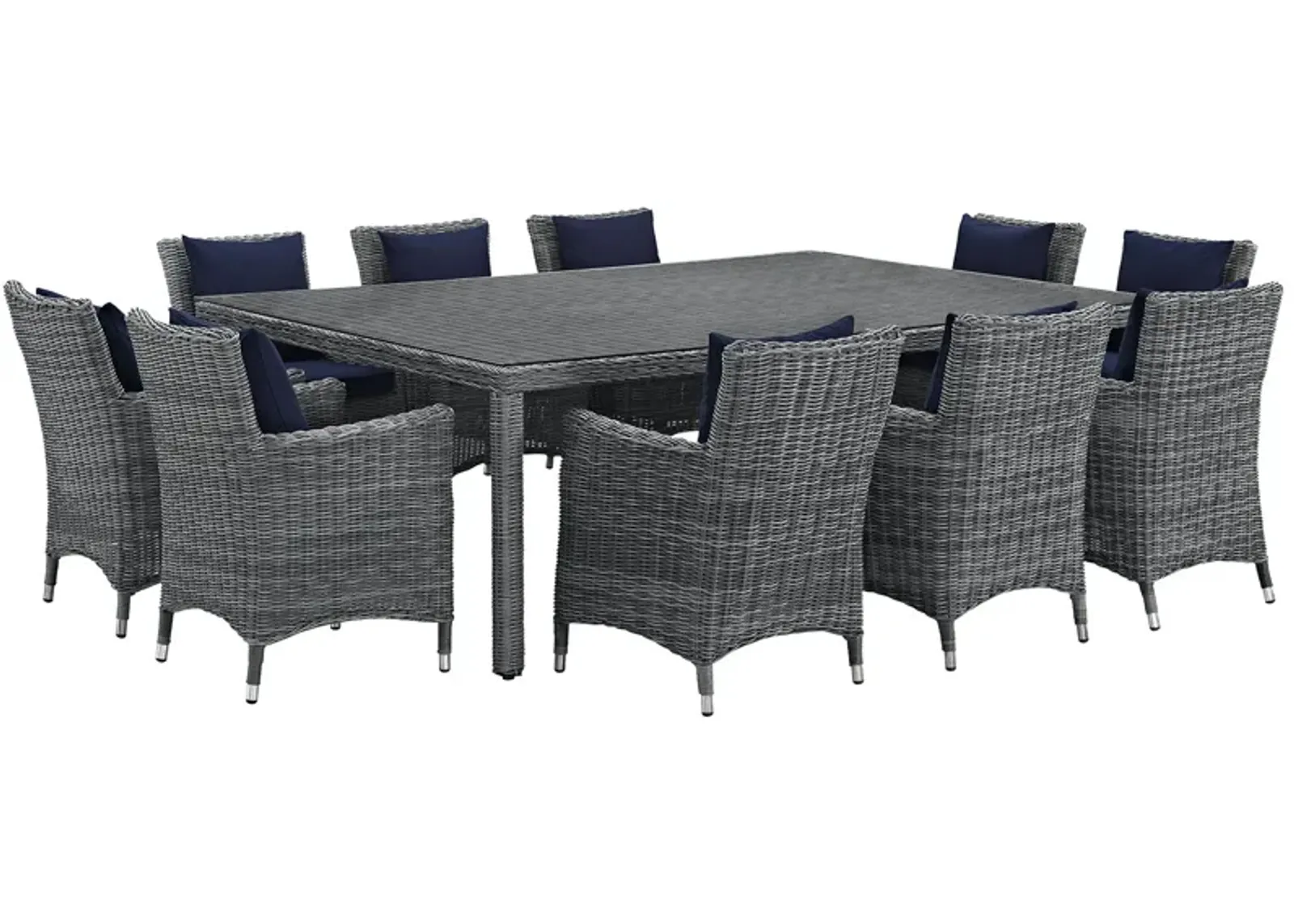 Summon 11 Piece Outdoor Patio Sunbrella® Dining Set