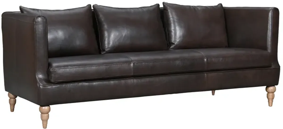 Vincenza 85" Dark Brown Leather Sofa