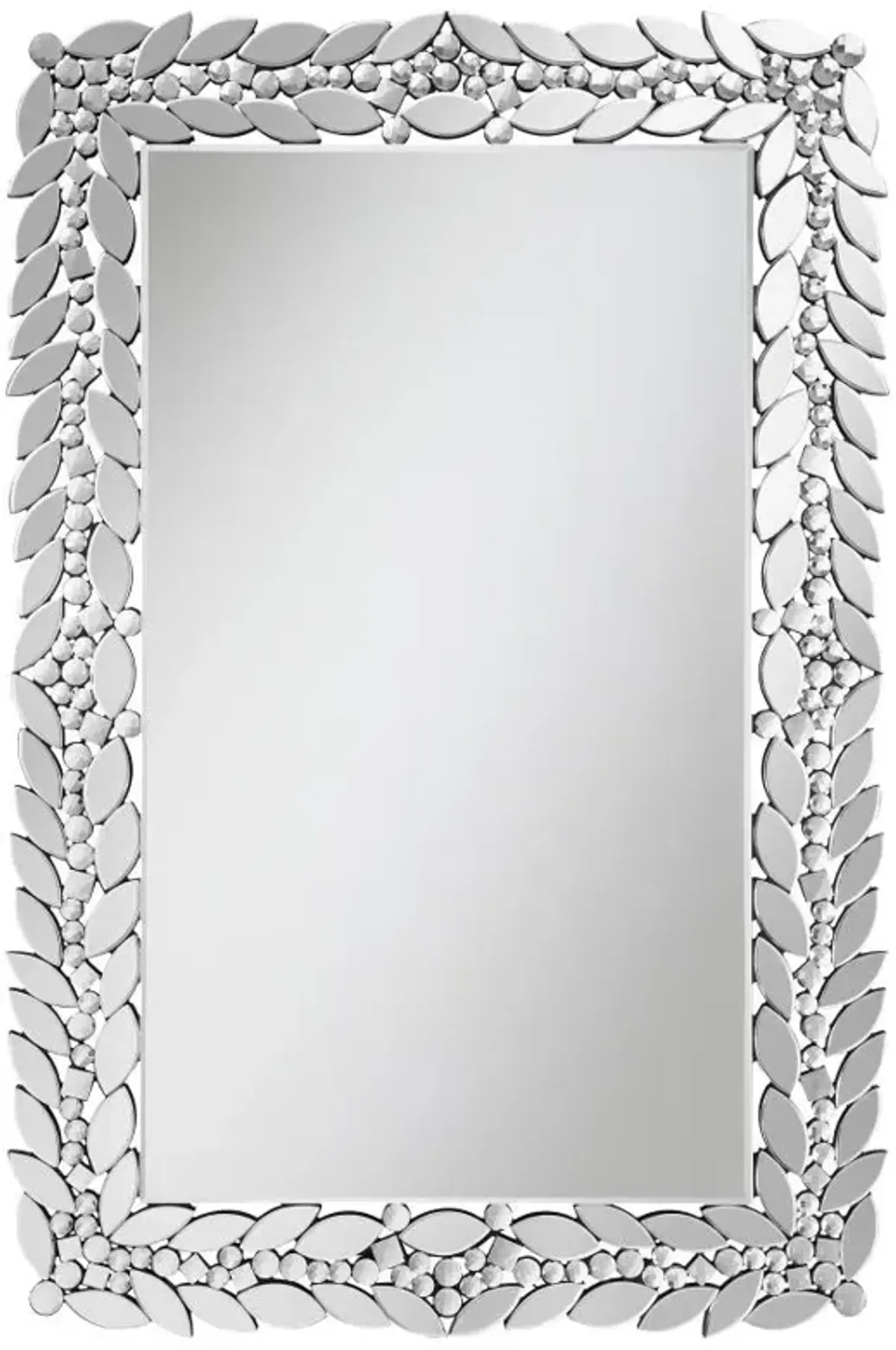 Cecily Rectangular Leaves Frame Wall Mirror Faux Crystal