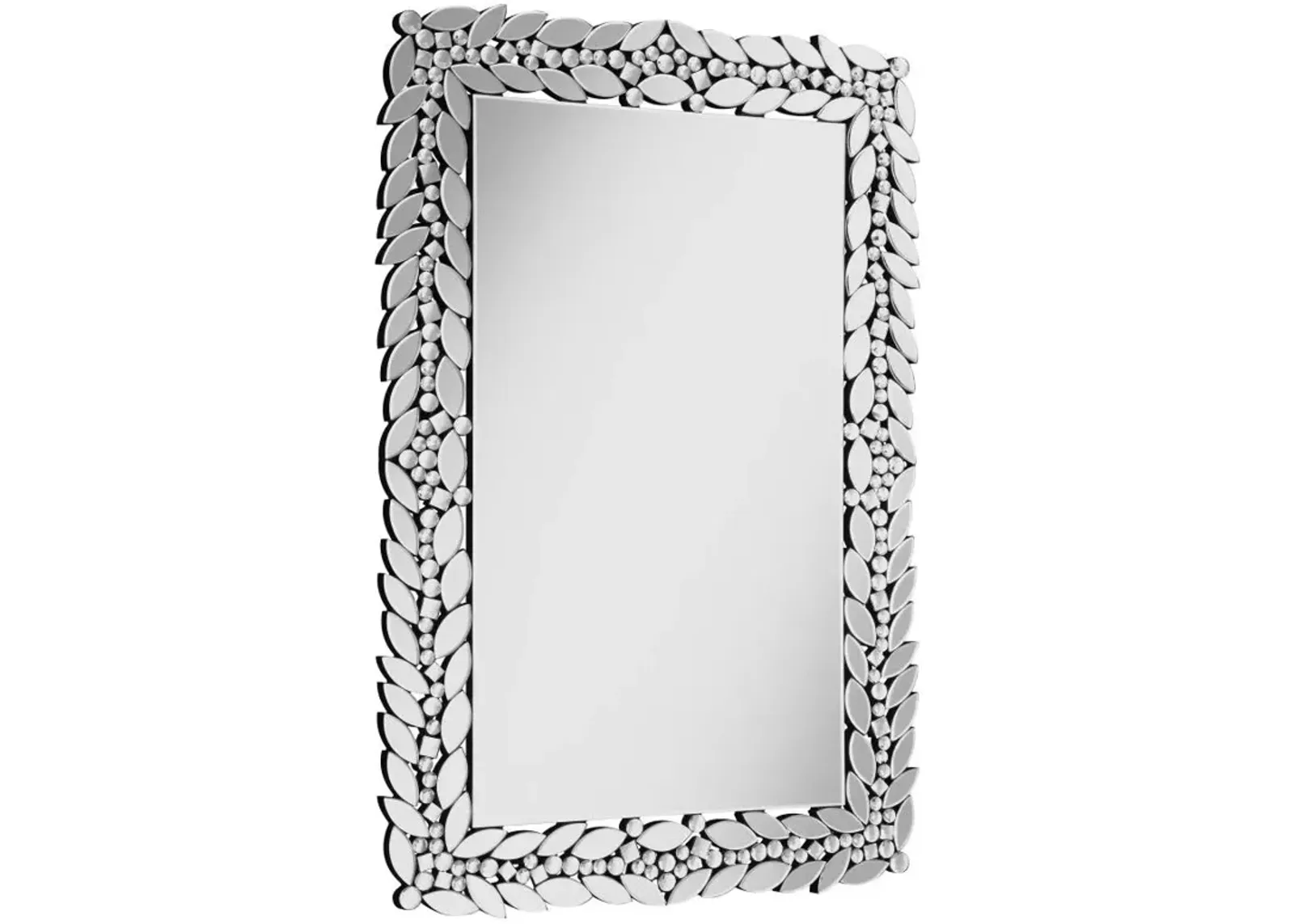 Cecily Rectangular Leaves Frame Wall Mirror Faux Crystal