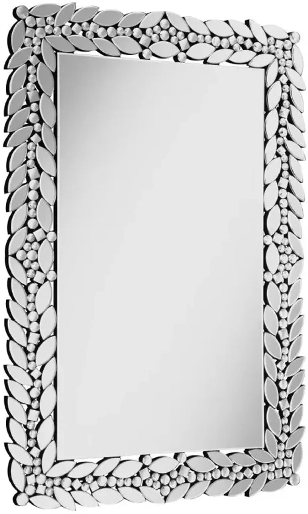 Cecily Rectangular Leaves Frame Wall Mirror Faux Crystal