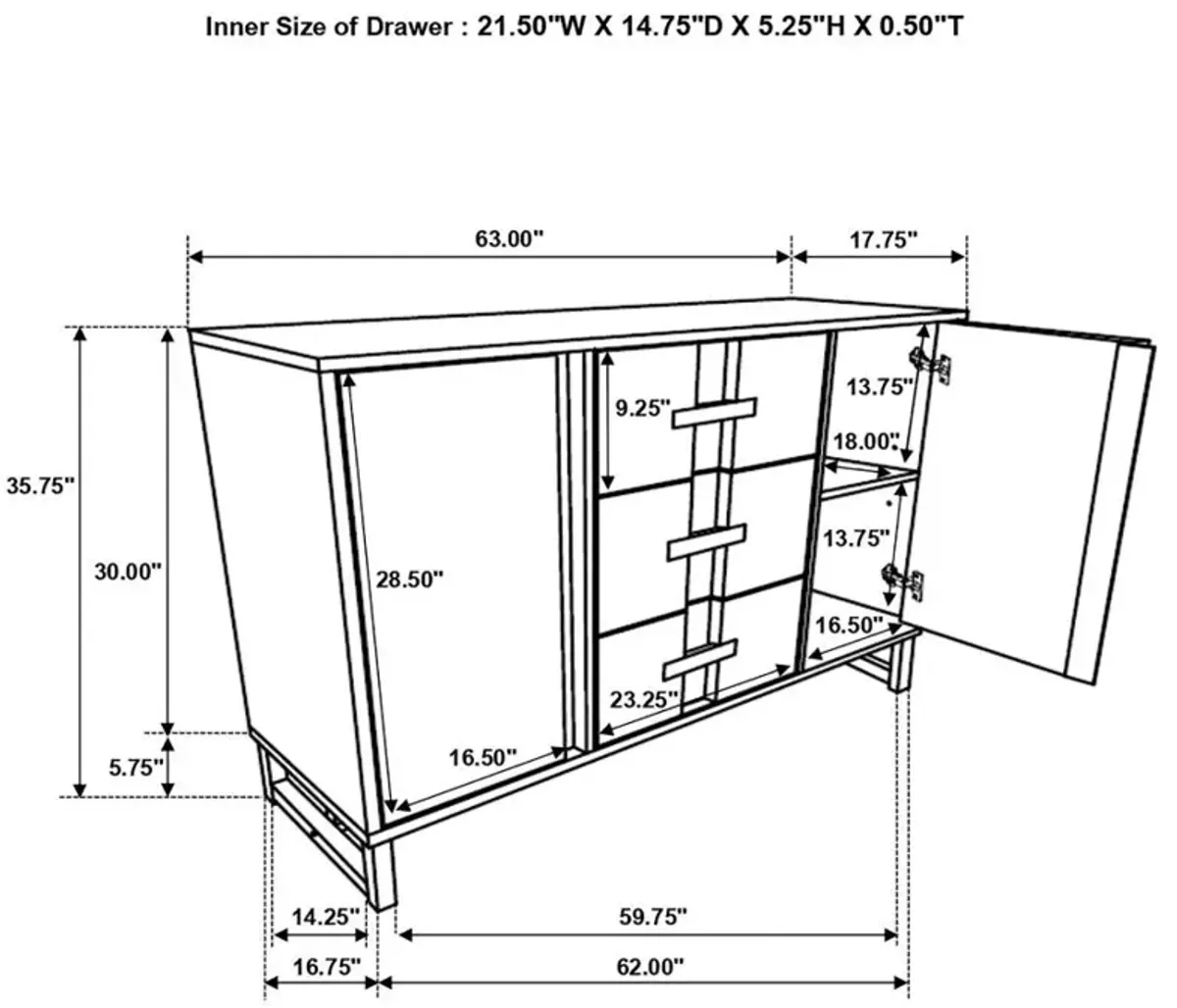 Kelly 3-Drawer Storage Dining Sideboard Server