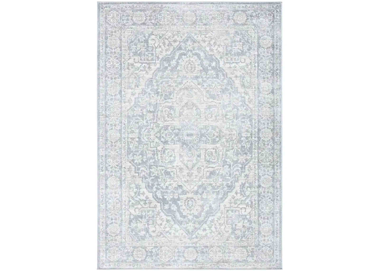 Brentwood 832 Light Grey / Ivory 5'-3" X 7'-6" Medium Rectangle Powerloomed Rug