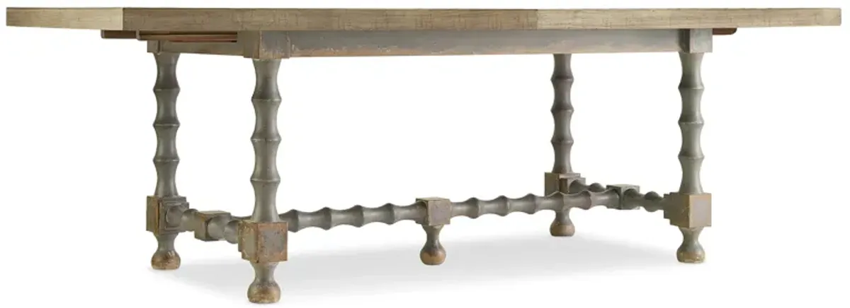 Ciao Bella 84in Trestle Table w/ 2-18in Leaves-Natural/Gray