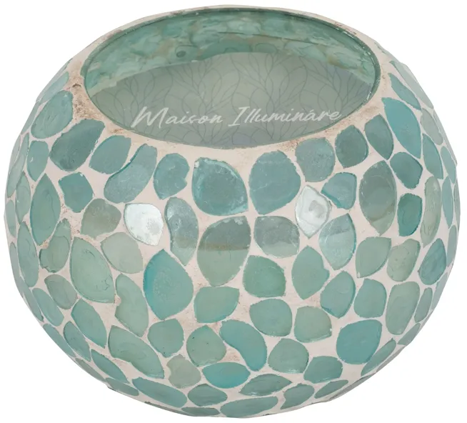 Glass, 5" 19 Oz Mosaic Scented Candle, Light Blue