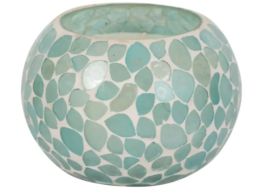 Glass, 5" 19 Oz Mosaic Scented Candle, Light Blue