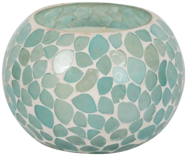 Glass, 5" 19 Oz Mosaic Scented Candle, Light Blue