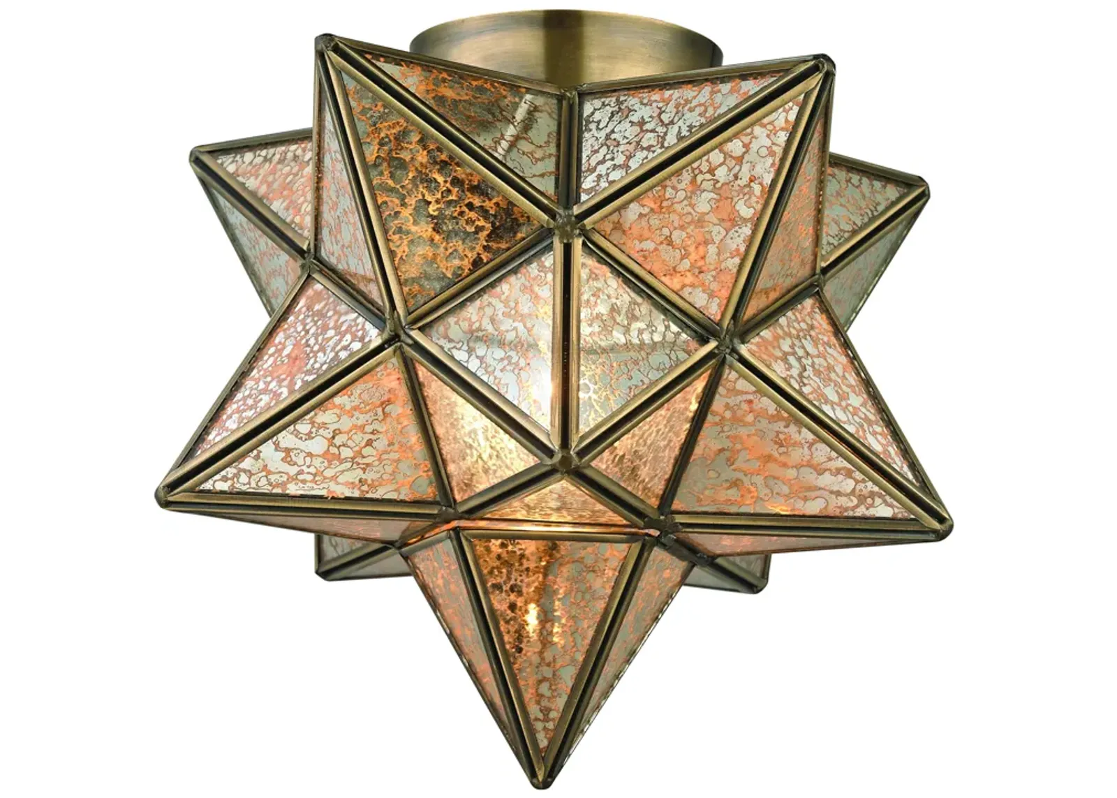 Moravian Star 11" Wide 1-Light Flush Mount - Antique Brass