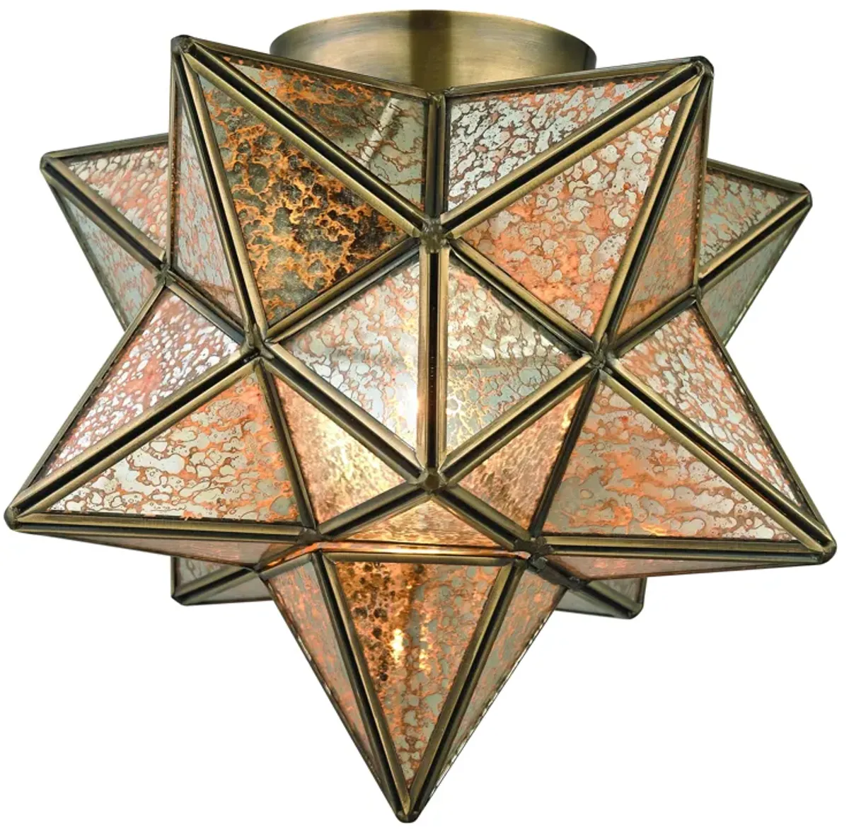 Moravian Star 11" Wide 1-Light Flush Mount - Antique Brass