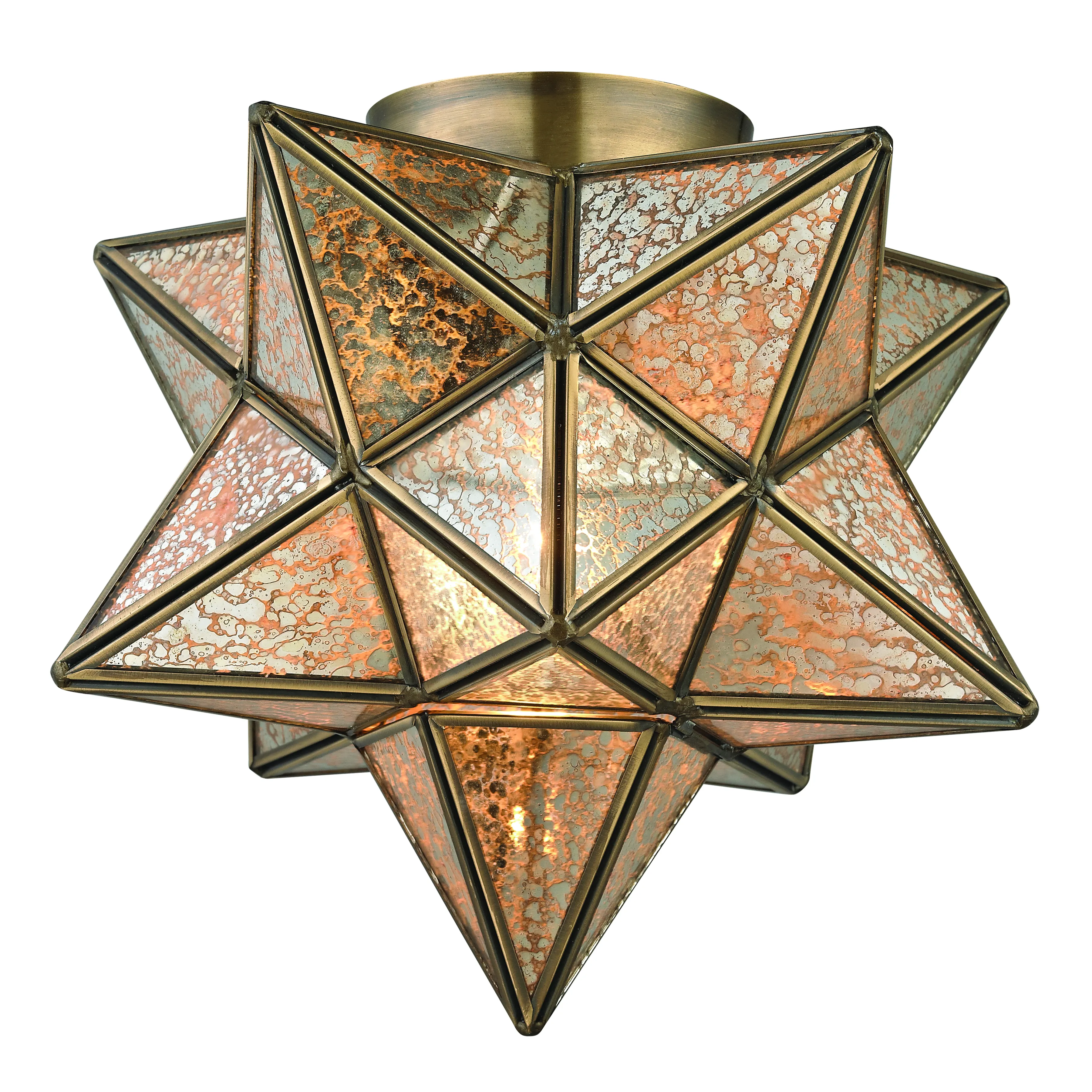 Moravian Star 11" Wide 1-Light Flush Mount - Antique Brass