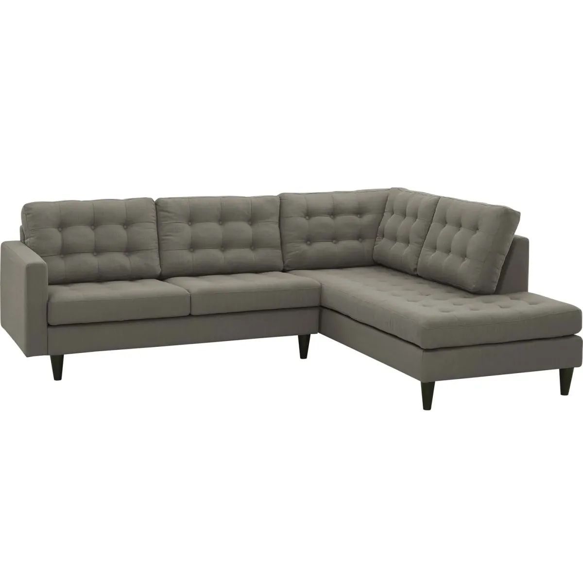 Empress 2 Piece Upholstered Fabric Right Facing Bumper Sectional