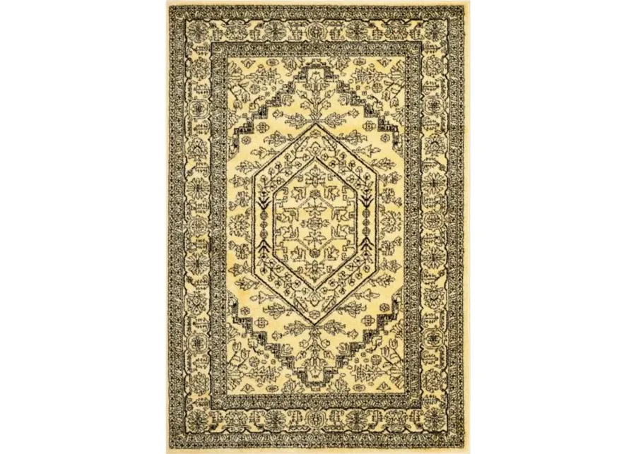 Adirondack Contemporary Gold / Black 4' X 4' Square Powerloomed Rug