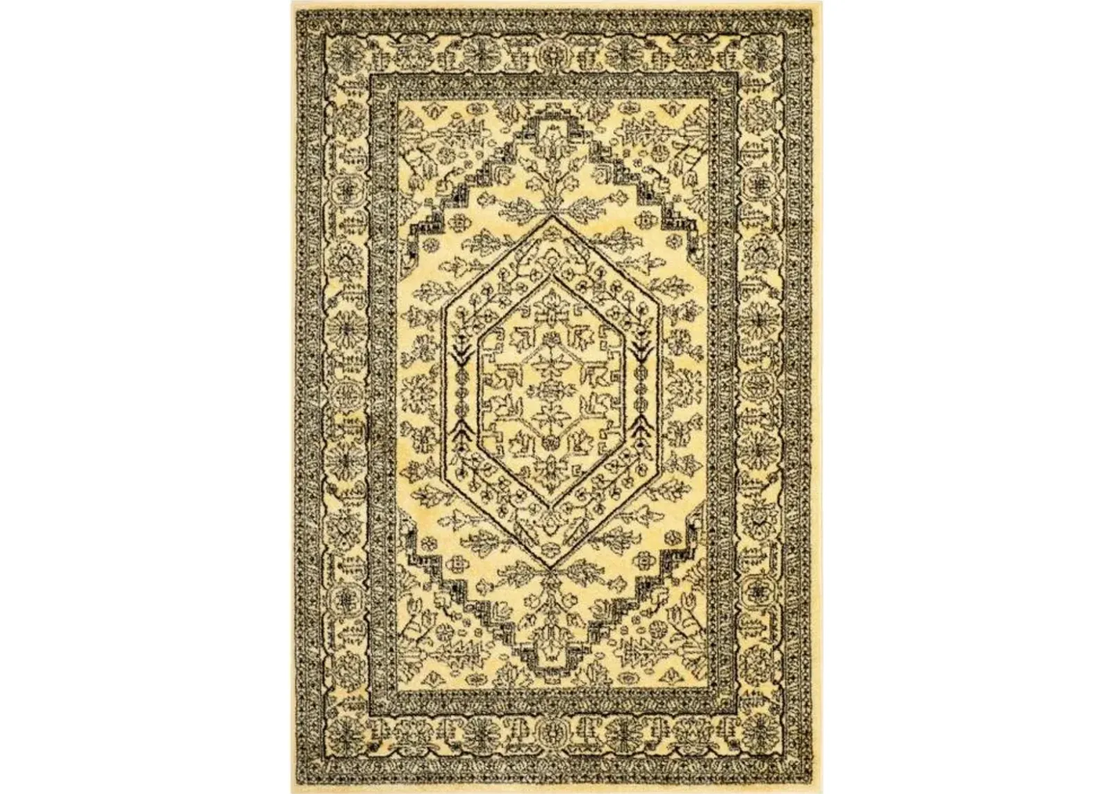 Adirondack Contemporary Gold / Black 4' X 4' Square Powerloomed Rug