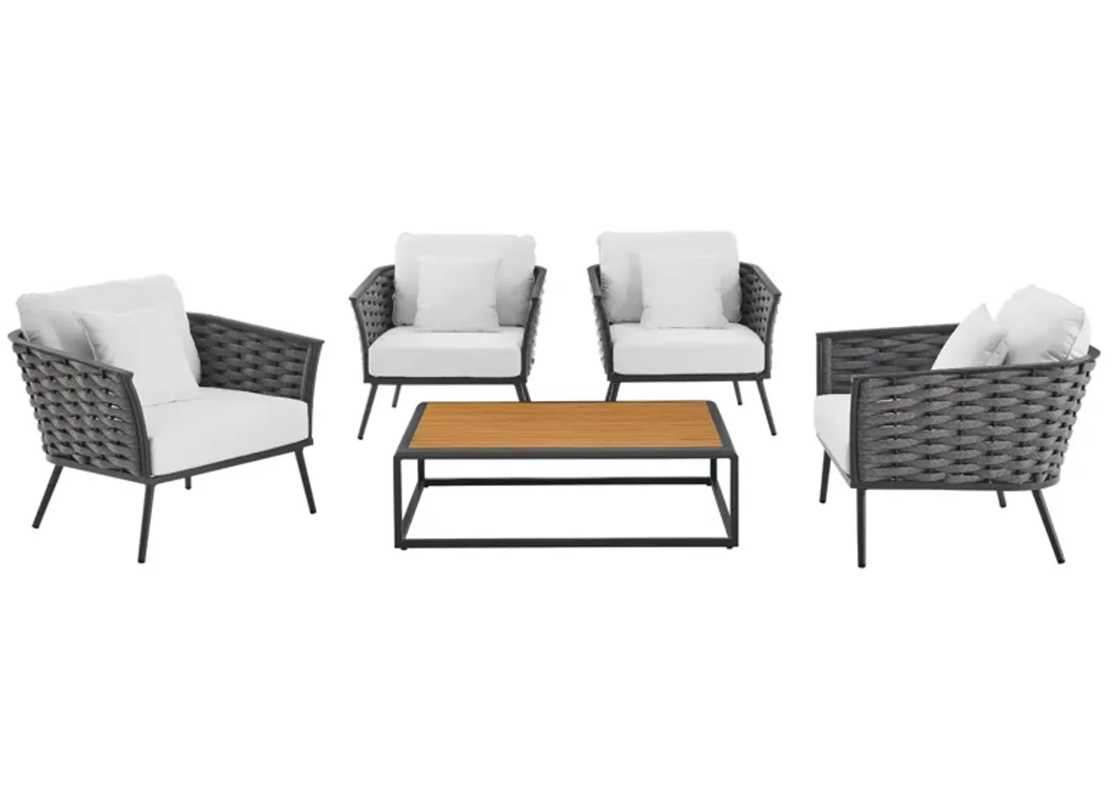 Stance 5 Piece Outdoor Patio Aluminum Sectional Sofa Set