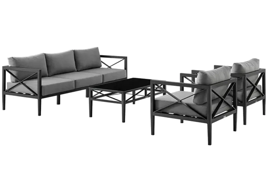 Sonoma Outdoor 4 piece Set in Dark Grey Finish and Dark Grey Cushions