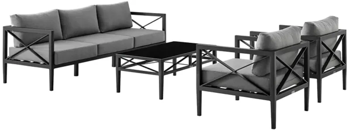 Sonoma Outdoor 4 piece Set in Dark Grey Finish and Dark Grey Cushions