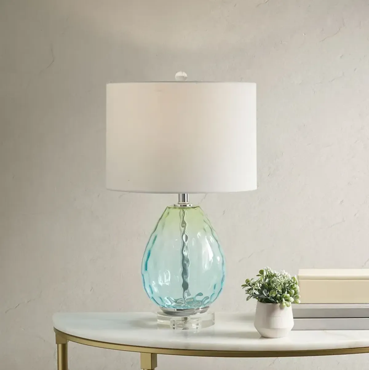 Urban Habitat Borel Blue Ombre Glass Table Lamp