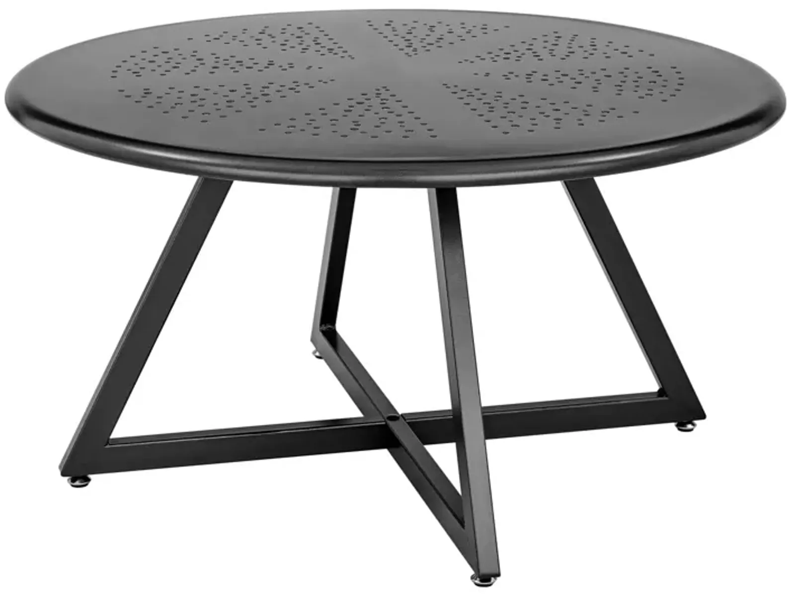 Markle KD Outdoor Metal Round Coffee Table, Metallic Gunmetal 