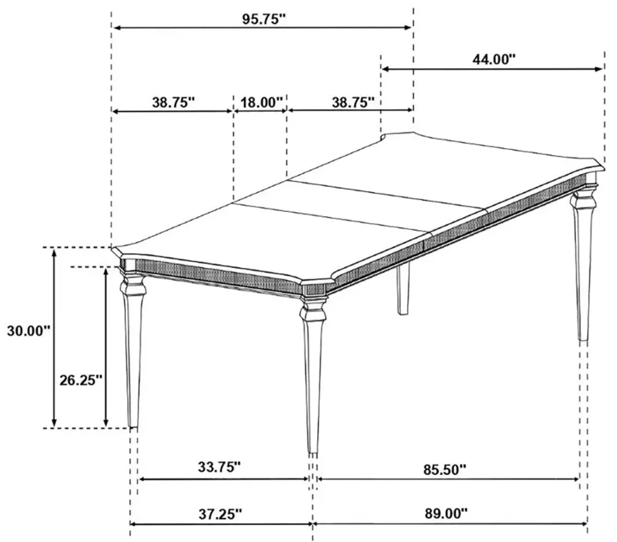 Evangeline Rectangular Dining Table with Extension Leaf Silver Oak