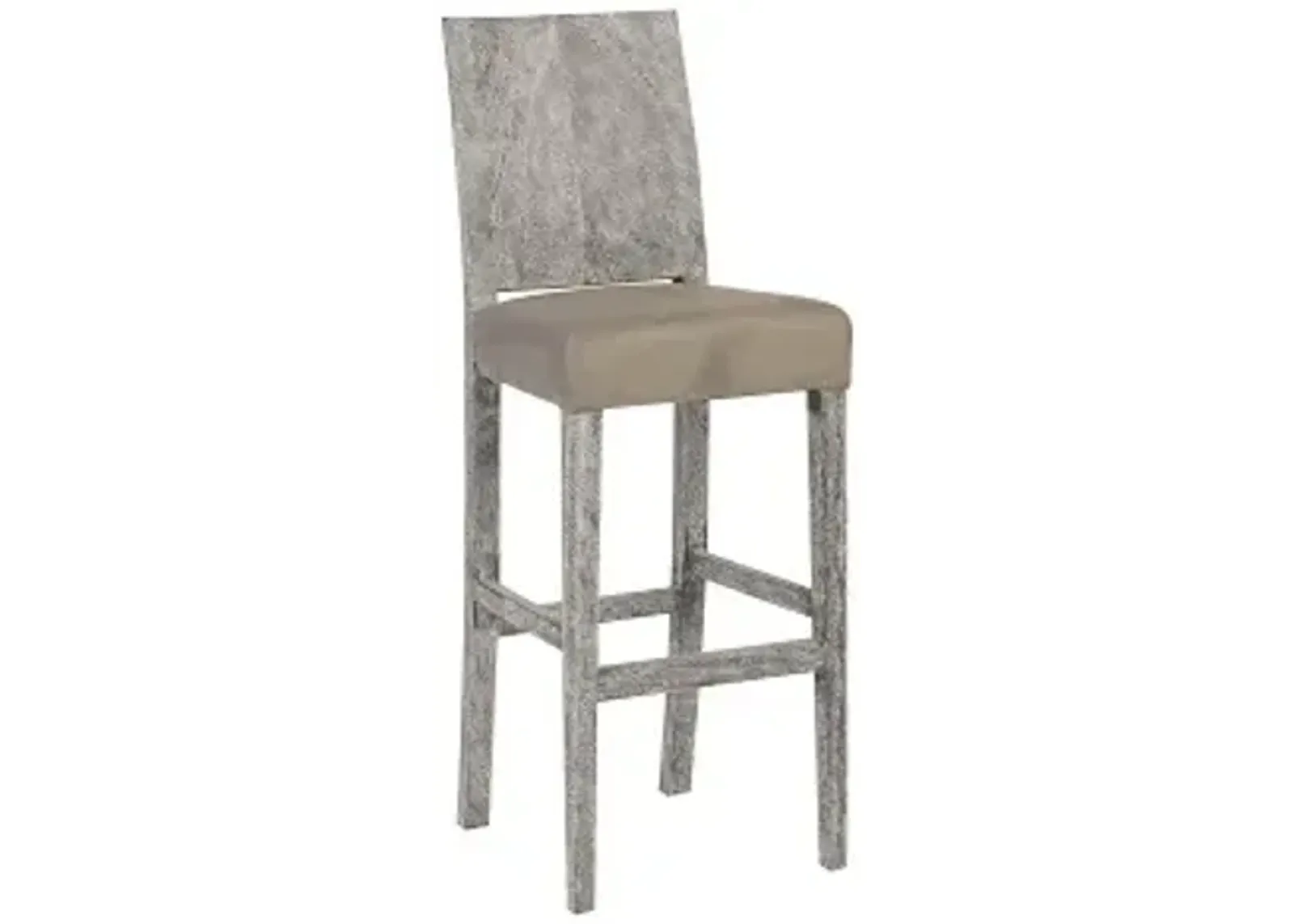 ophelia bar stool, chamcha wood, gray stone finish