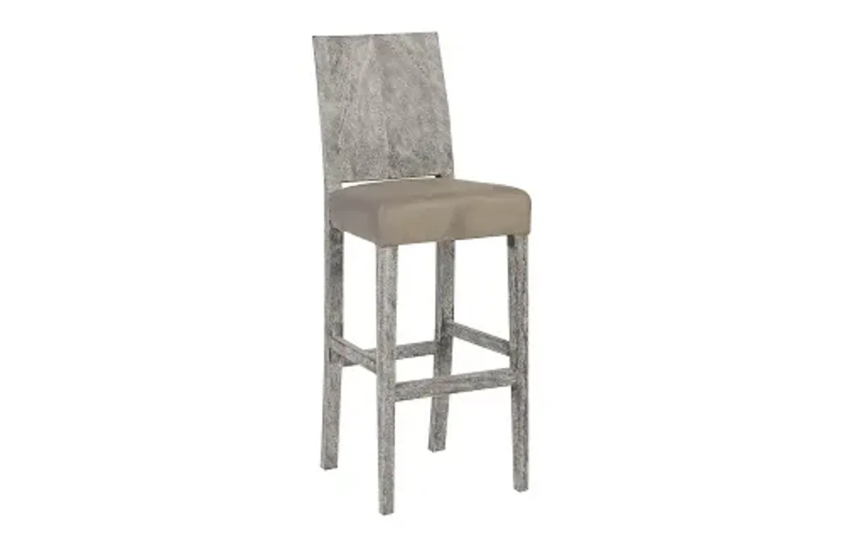 ophelia bar stool, chamcha wood, gray stone finish