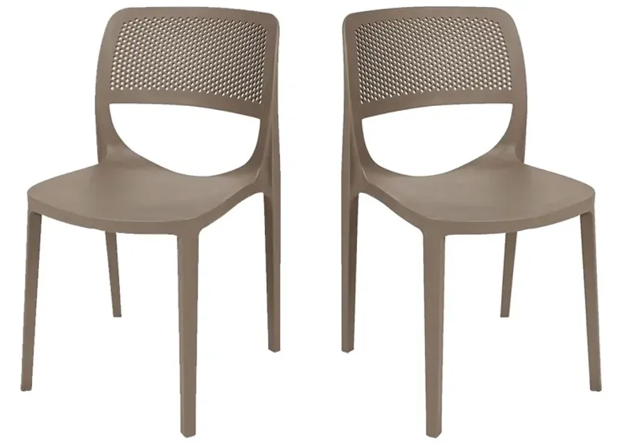 Mila Set of 4 Stackable Side Chair-Cappuccino