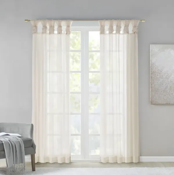 Madison Park Ceres Ivory Twisted Tab Voile Sheer Window Pair