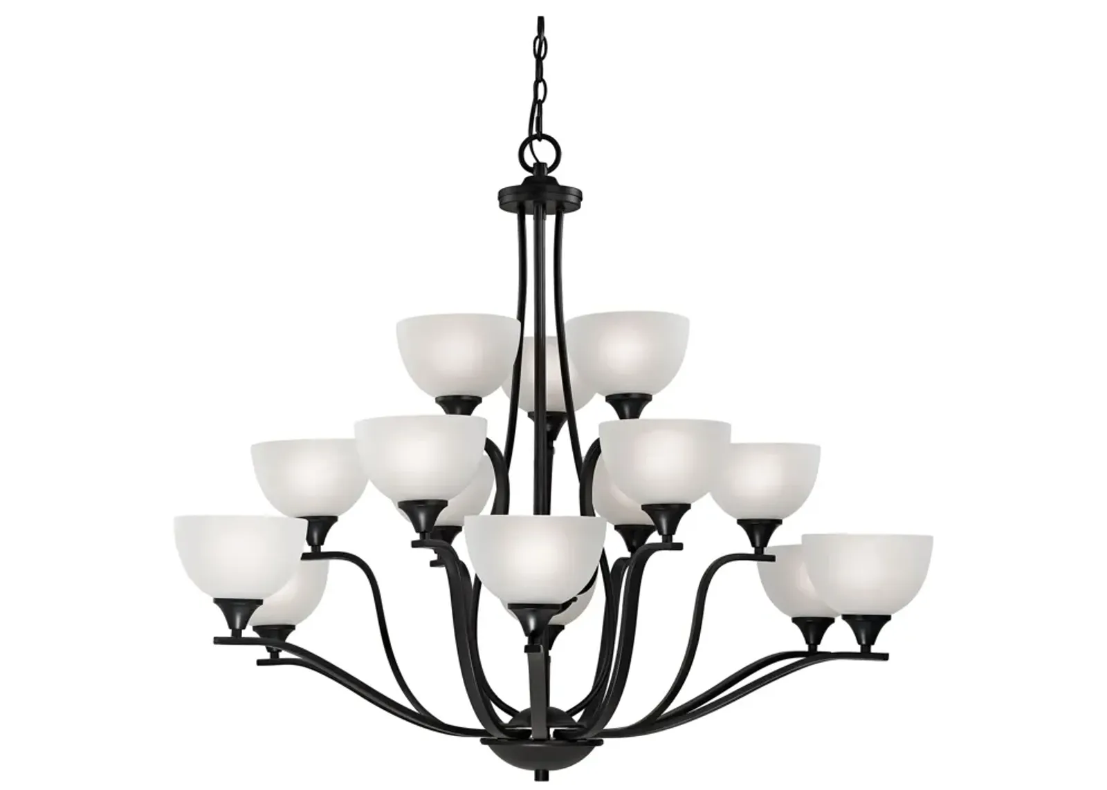 Bristol Lane 15-Light Chandelier in Oil Rubbed Bronze with White Glass