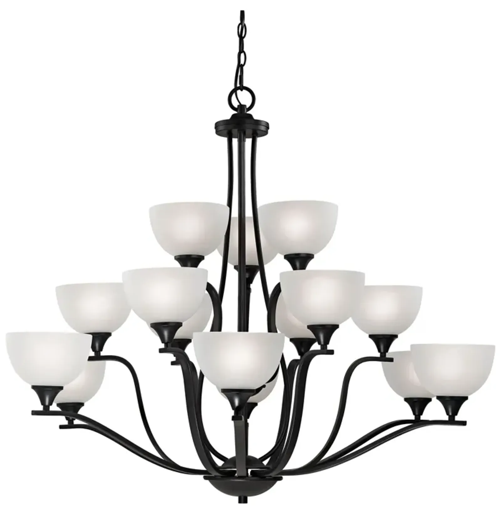 Bristol Lane 15-Light Chandelier in Oil Rubbed Bronze with White Glass