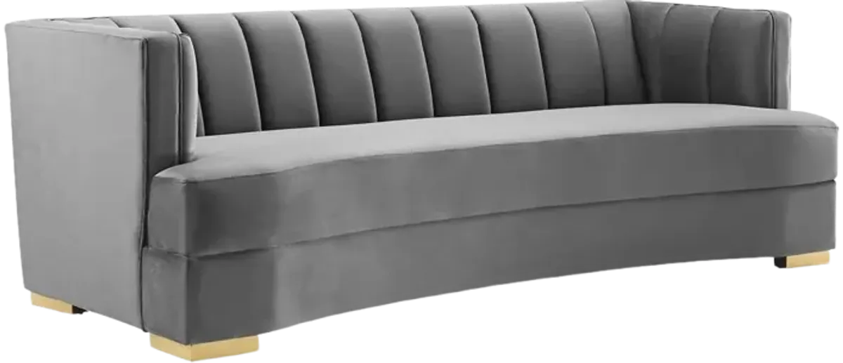 Encompass Channel Tufted Performance Velvet Curved Sofa