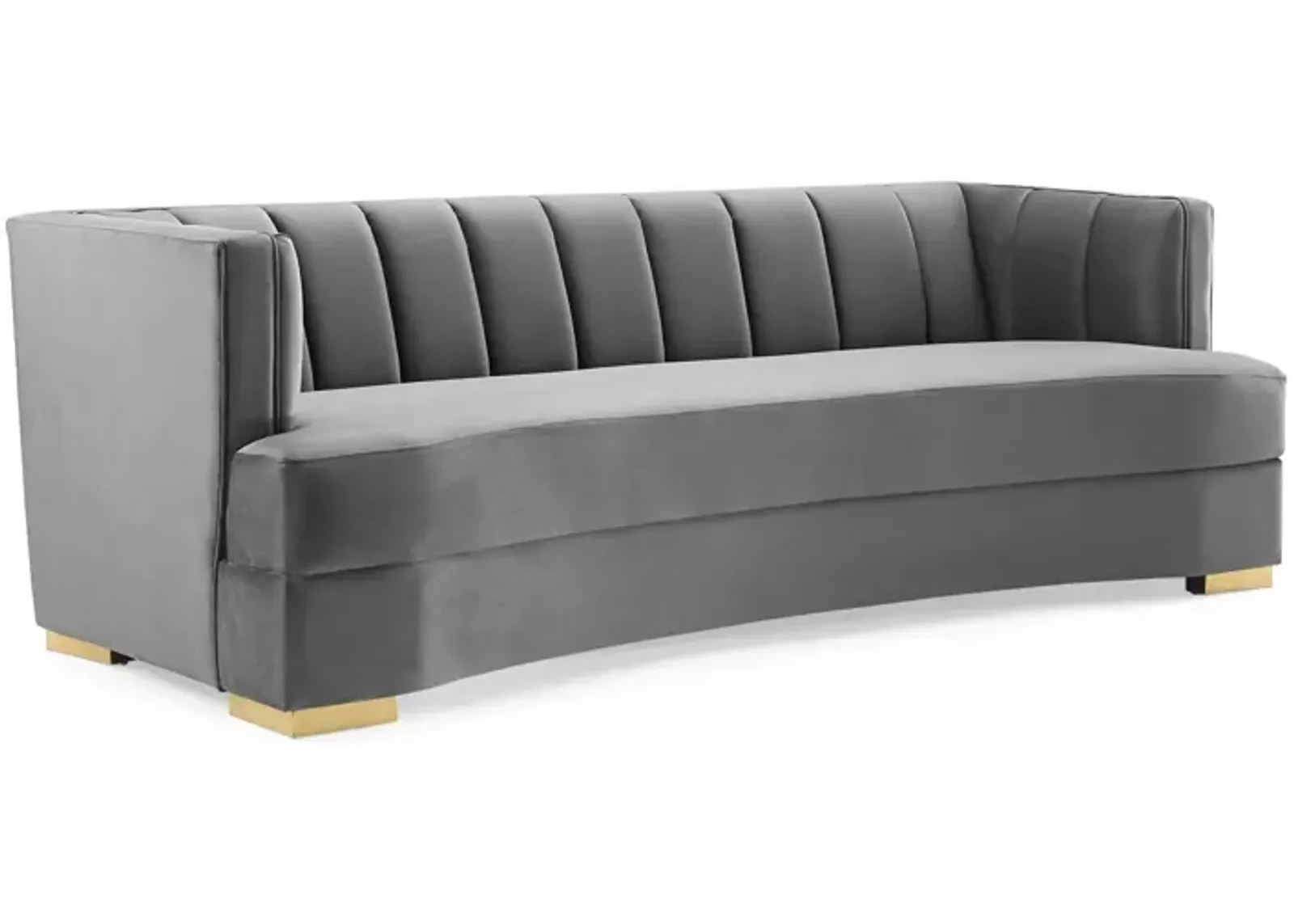 Encompass Channel Tufted Performance Velvet Curved Sofa