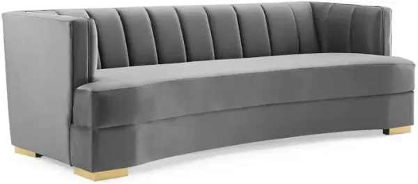 Encompass Channel Tufted Performance Velvet Curved Sofa