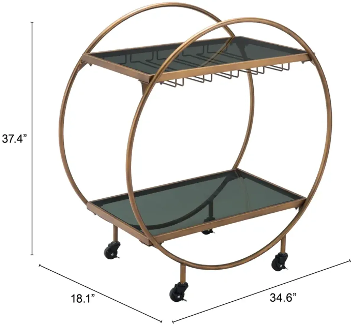 Arc Bar Cart Brass & Black