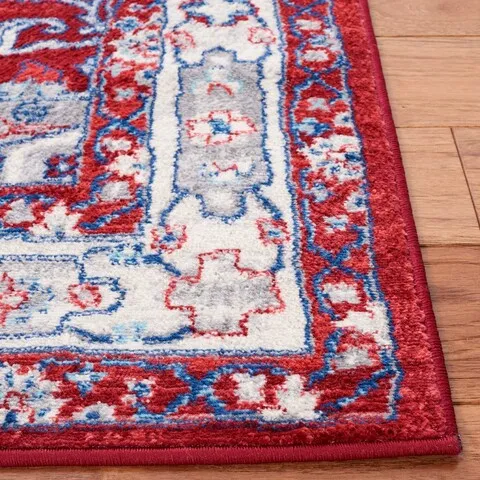 Brentwood 852 Red / Ivory 4' X 6' Small Rectangle Powerloomed Rug