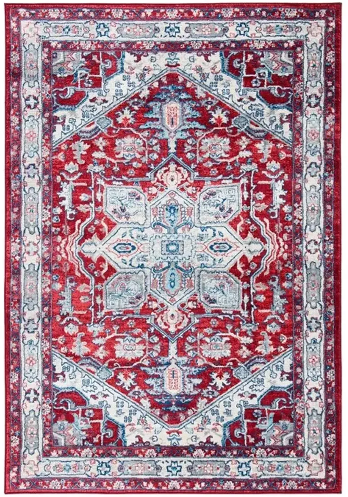 Brentwood 852 Red / Ivory 4' X 6' Small Rectangle Powerloomed Rug