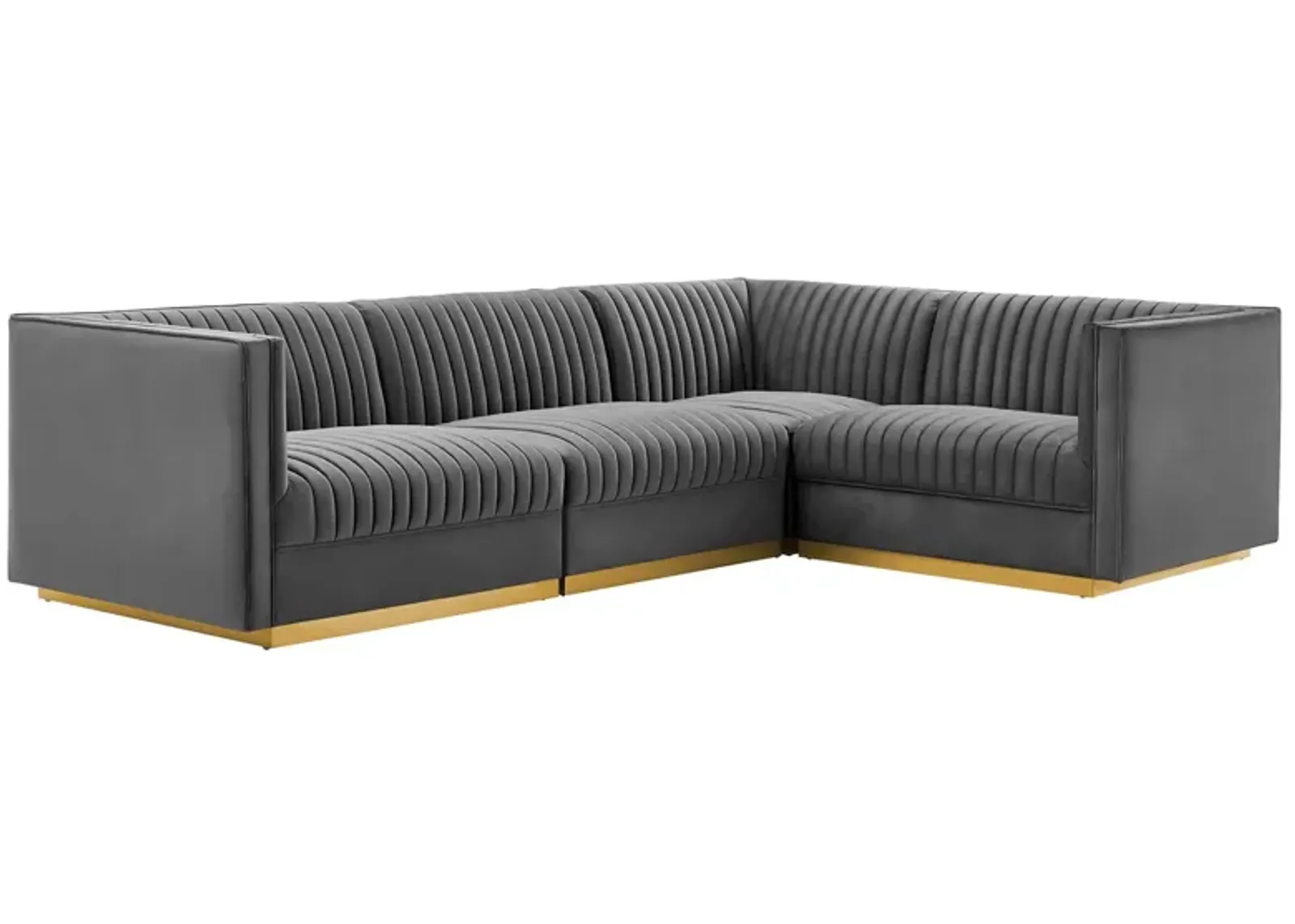 Sanguine Channel Tufted Performance Velvet 4-Piece Right-Facing Sectional