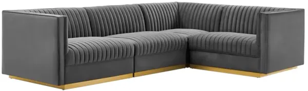 Sanguine Channel Tufted Performance Velvet 4-Piece Right-Facing Sectional