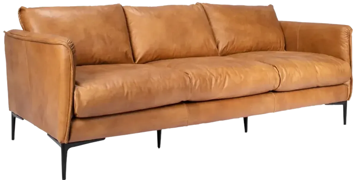 Abigail Brown Leather Sofa