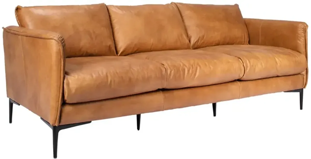 Abigail Brown Leather Sofa