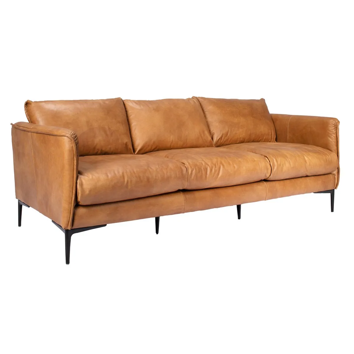 Abigail Brown Leather Sofa