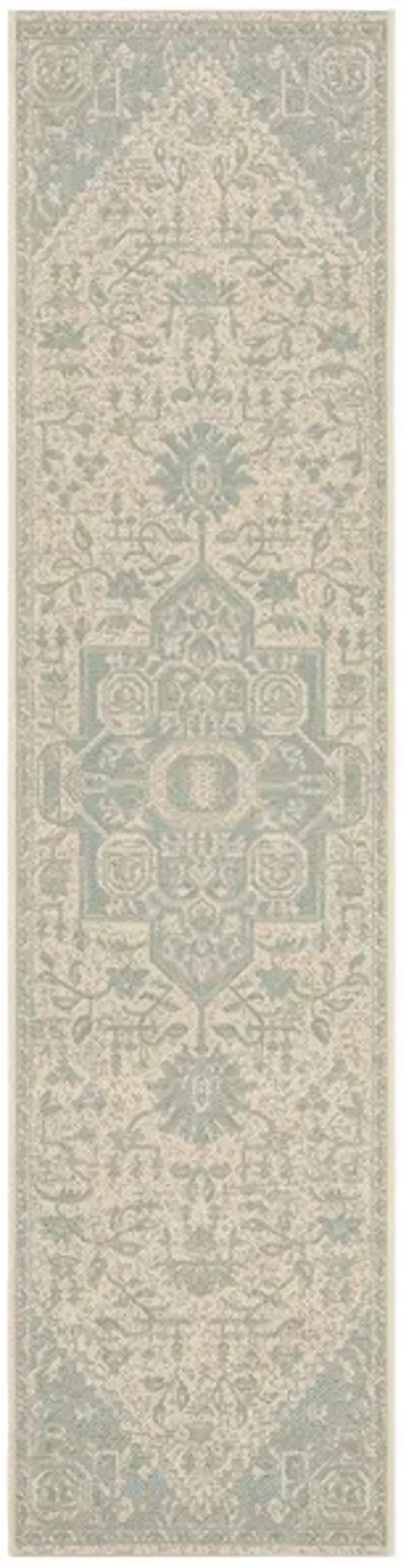 LINDEN 138 Collection LND138K-28 Aqua / Cream 2'-2" X 8'