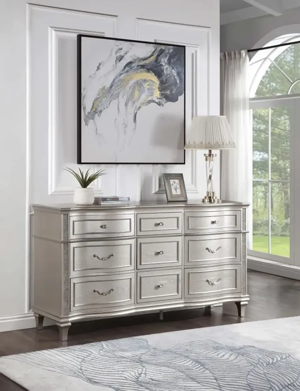 Evangeline 9-drawer Dresser Silver Oak