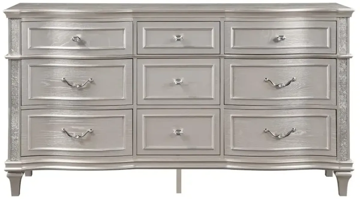 Evangeline 9-drawer Dresser Silver Oak