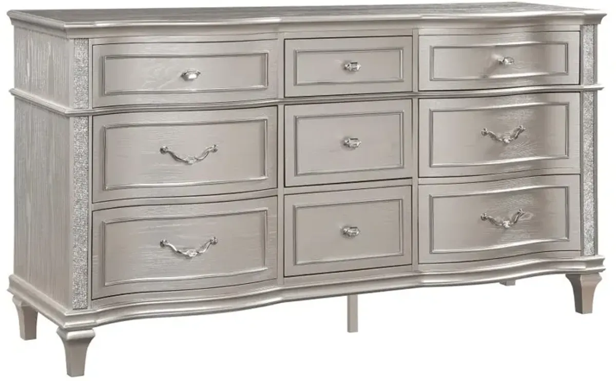 Evangeline 9-drawer Dresser Silver Oak