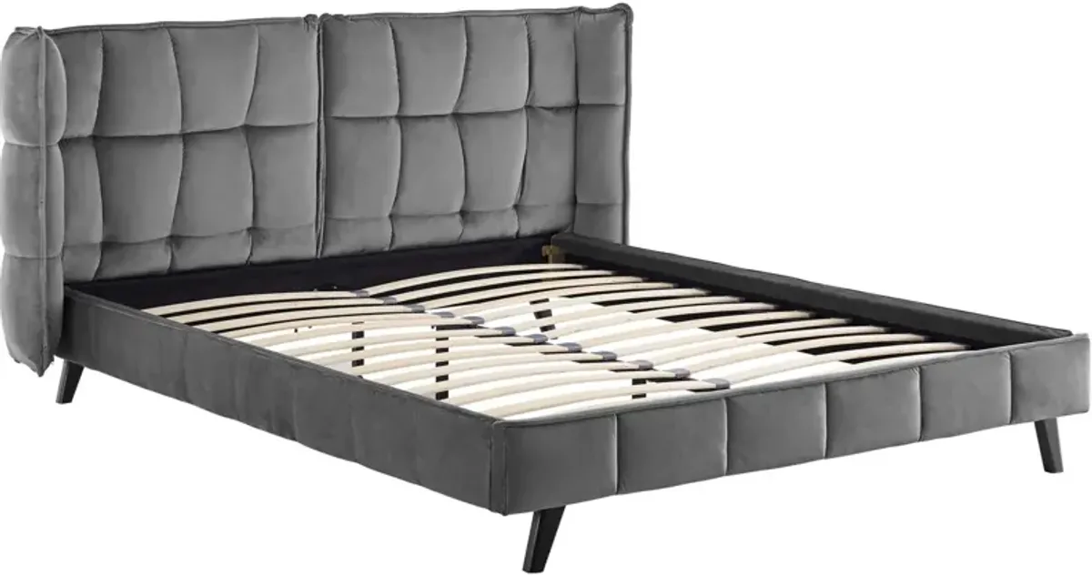 Makenna Queen Performance Velvet Platform Bed