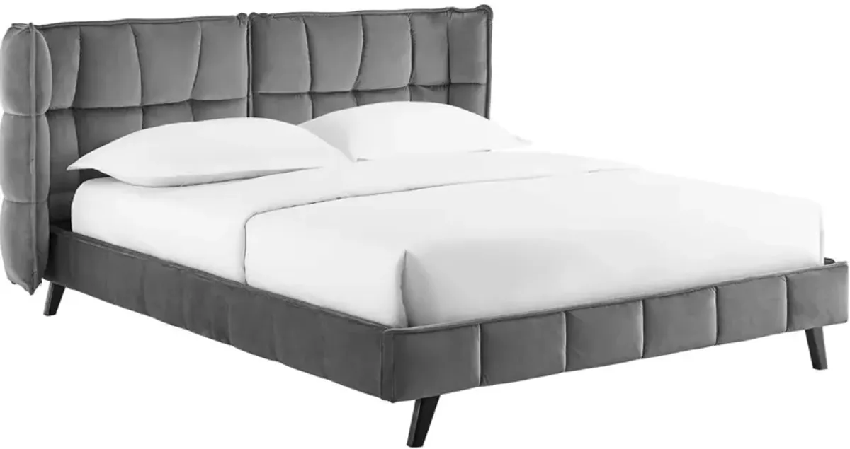 Makenna Queen Performance Velvet Platform Bed