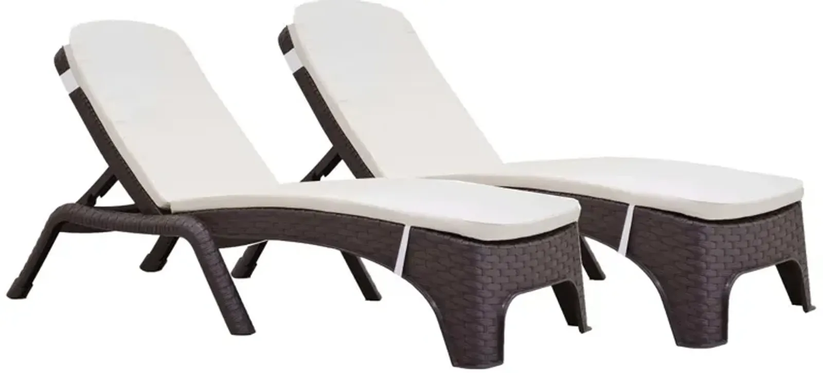 Roma Set of 2 Chaise Lounger w/cushion-Brown