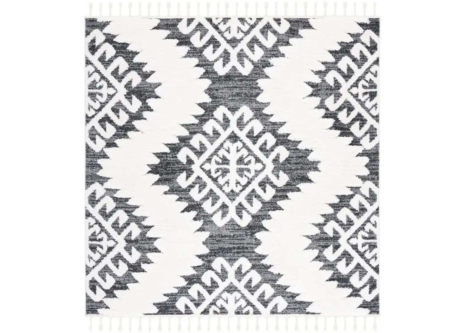 MOROCCAN TASSEL SHAG 652 DARK GREY  3' x 3' Square Square Rug